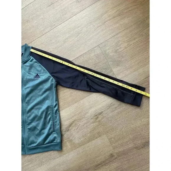 Adidas Women's Embossed Print Climalite Full Zip Track Jacket Teal Carbon M - Picture 8 of 10